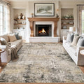 PLHXFR 10x12 Area Rug Living Room: Abstract Washable Carpet Brown Black by PLHXFRSoftAreaRugs