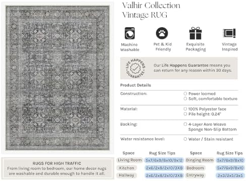 HUGEAR Black Washable 2x6 Runner Rugs - Image 3