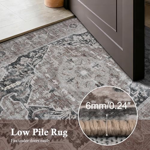 Area Rug 5x7 Washable Rug, Boho Vintage Non Slip Rug - Image 5