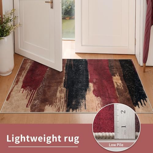 Ciicool 3x5 Rugs for Entryway, Modern Abstract Washable Soft Carpet Red - Image 5
