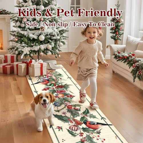 nesrt Christmas Bird Runner Rug 2x6ft Washable Non Slip - Image 3