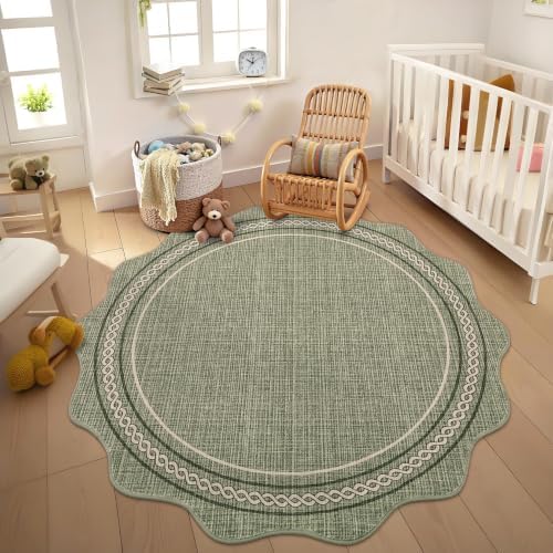 GarveeHome Scalloped Washable Round Rugs Non-Slip Soft Round Rug 4ft - Image 4