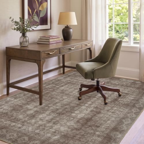 Washable Area Rug 5x7, Large Boho Living Room Rug, Dark Beige - Image 4