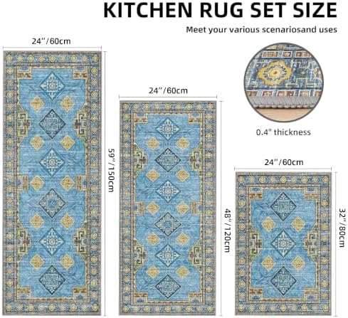 Kitchen Rugs Sets of 3 Non Slip Washable Kitchen Mats - Image 2