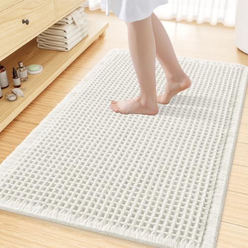 Smiry Waffle Bath Mat 47X32, Extra Soft Absorbent Bathroom Rugs by Smiry