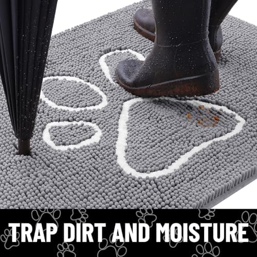 Smiry Dog Door Mat for Muddy Paws, Absorbent Non Slip Dirt Trapper - Image 2