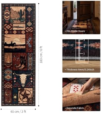 YIHOUSE Washable Western Cowboy Hallway Runner Rug 2x6 - Image 2