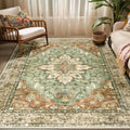RELEANY Washable Area Rug, Brick/Brown/Green by RELEANY