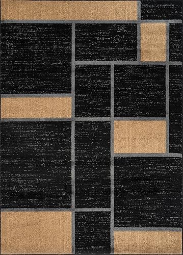 Rugshop Geometric Boxes Modern Non-Shedding Area Rug Jute 7'10" x 10'2" - Image 3