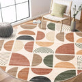 MUJOO Round Rugs 6ft, Circle Area Rug Washable Non Slip Modern Abstract by MUJOO