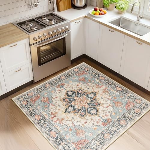 RELEANY Washable Area Rug, Square 4'x4' by RELEANY