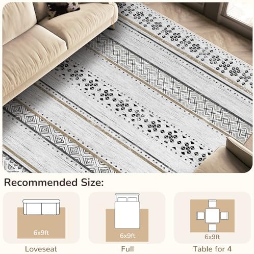 BESTSWEETIE 6x9 Area Rugs for Living Room Washable Moroccan Farmhouse Neutral - Image 5