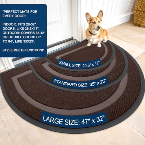 OLANLY Half Circle Front Door Mat Outside 33x21 All-Season Rubber Doormat - Image 2