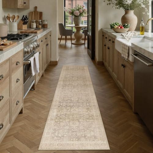 HUGEAR Beige Runner Rugs 2x8 Hallway Washable Rug Carpet - Image 2