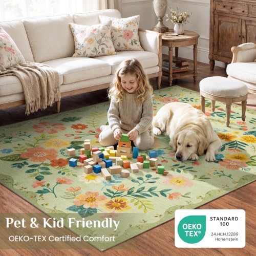 JOLLYVOGUE Floral Runner Rug 2x8, Washable Rug - Image 3