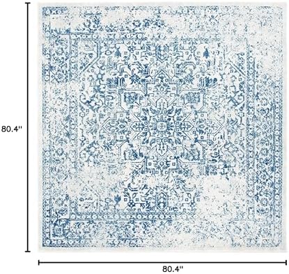 SAFAVIEH Evoke Square Rug 6'7", Ivory & Navy EVK256N - Image 2
