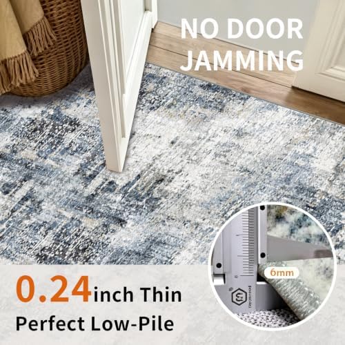 Machine Washable Runner Rugs 2x8 Modern Abstract Rug Midnight Sky - Image 6
