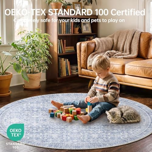 Sasttie Round Rug 4ft, Ultra-Soft Washable Rug - Image 4