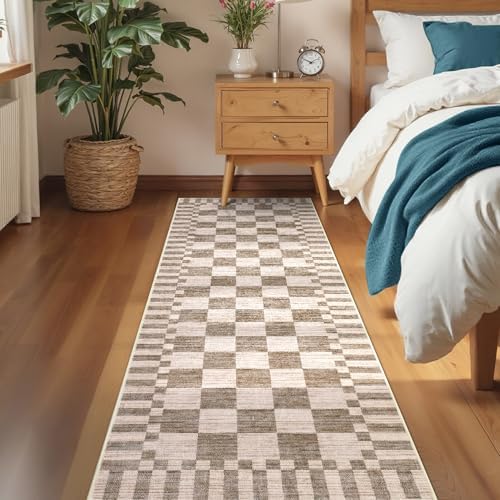 GarveeHome 2.5x10 Brown Checkered Kitchen Runner Rug - Image 4