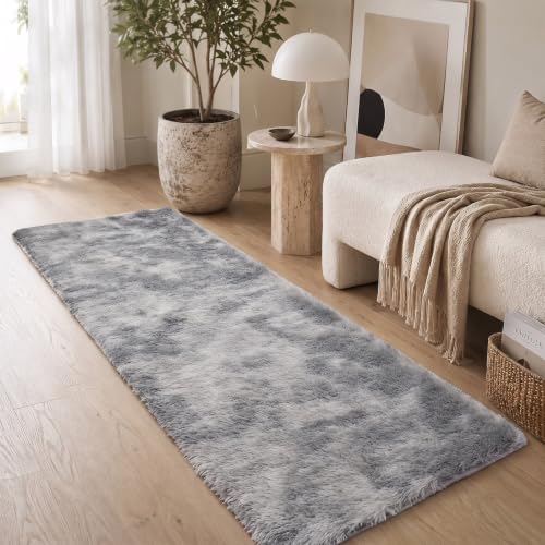 2x6 Light Grey Fluffy Runner Rug - Image 2
