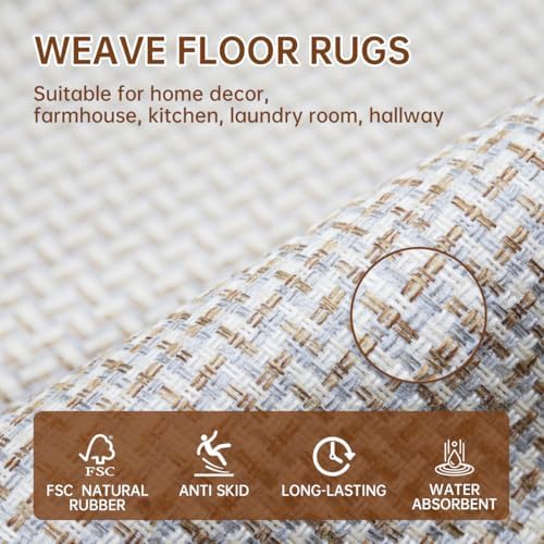 eqivei Kitchen Rugs and Mats Non Skid Washable Set of 2 PCS, Absorbent Runner - Image 3