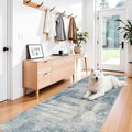 3x10 Abstract Modern Extra Long Runner:Non Slip Washable Rug Blue by BYYVOORugsforYourHome