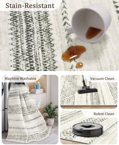 Miukiki Washable 2x6 Runner Rug Hallway Non Slip Kitchen Runner Grey - Image 4