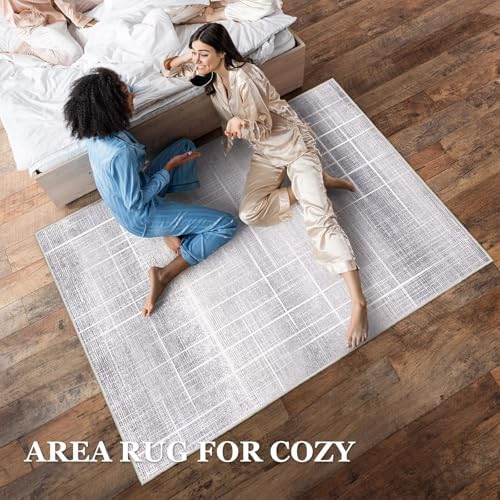 Vamcheer Modern Area Rug for Living Room 8x10, 10mm Thick Sponge Grey - Image 4