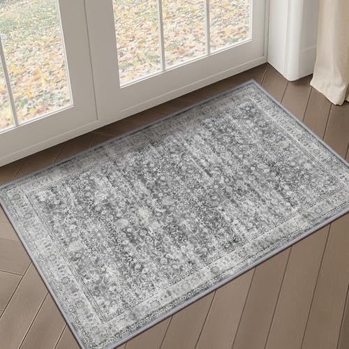 Grey Entryway Rug Indoor, 2x3 Small Door Rugs by Jainmy