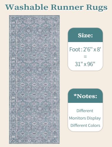 SERISSA 2'6"x8' Washable Non Slip Floral Boho Runner Rug - Image 6