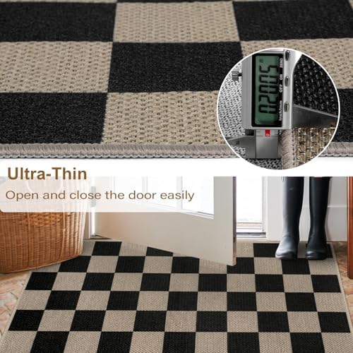 Rugalia Easy Jute Checkered Entryway Rug, 3x5 Black Small Outdoor Rug - Image 4