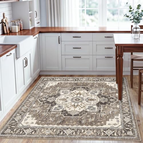 Washable 4x4 Square Area Rug: Indoor Vintage Non-Slip Kitchen Rugs - Image 4