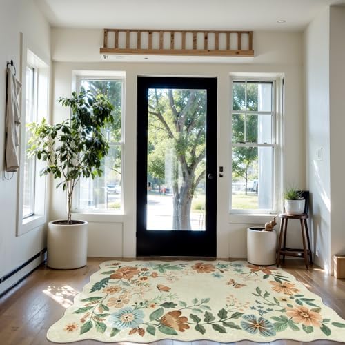 Lahome Floral Bedroom Rug, 4x6 Washable Rugs - Image 4