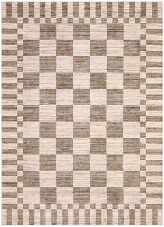 GarveeHome Brown Checkered Rug 5x7 Area Rugs Washable Living Room 5x7 Rug - Image 4
