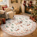 Lahome Round Christmas Rug, 5 ft Round Rug, Reindeer Christmas Decor by Lahome