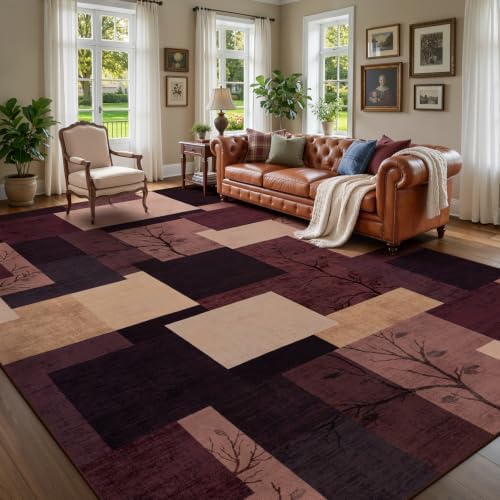 Large Area Rugs for Living Room, Modern Geometric Patchwork Carpet Non-Slip by Chewoo