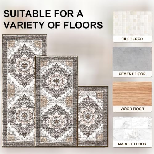 Kitchen Rugs Sets of 3 100% Non Slip Washable Kitchen Mats - Image 4