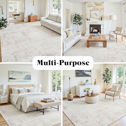 5x8 Washable Area Rug for Living Room Bedroom: Non-Slip Modern Beige White - Image 3
