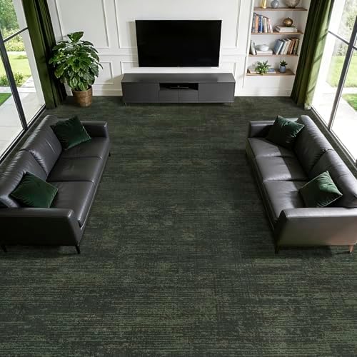 8x10 Washable Area Rug, Dark Green Solid Area Rugs by LIANLAM