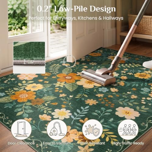 JOLLYVOGUE Floral Area Rug 3x5, Washable Rug - Image 6