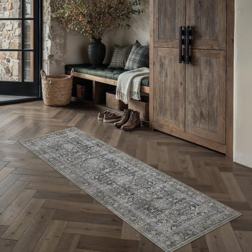 HUGEAR Black Washable 2x6 Runner Rugs by HUGEAR