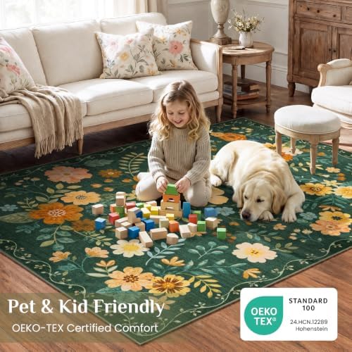JOLLYVOGUE Floral Area Rug 3x5, Washable Rug - Image 3