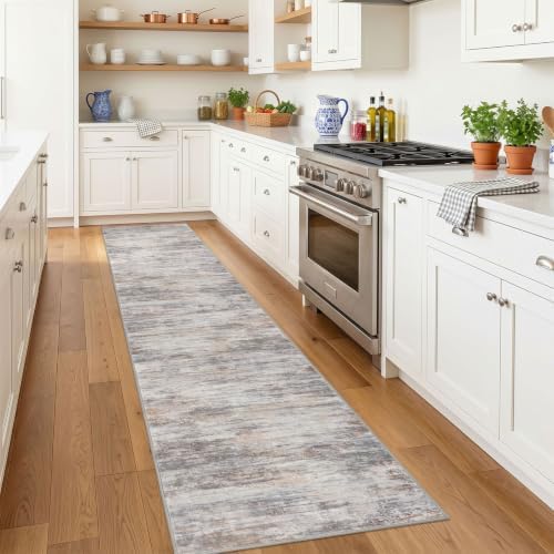 KOZYFLY Modern Hallway Runner 2x10 Washable Rug Runner Multi-Grey - Image 2