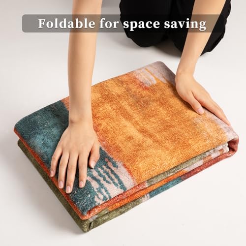 Ciicool 3x5 Rugs for Entryway, Modern Abstract Washable Soft Carpet Orange - Image 6