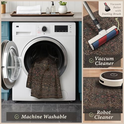 JTJ Taupe Brown Kitchen Rug Set of 3, Washable Non Slip Mats - Image 5