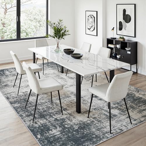 5x7 Area Rugs for Living Room: Washable Soft Deep Black Abstract Carpet - Image 5