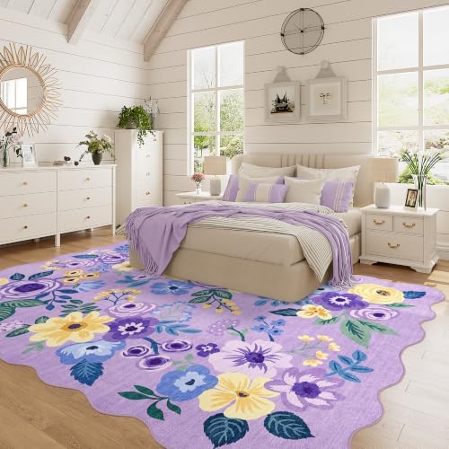 DUKINO 5x7 Area Rugs for Bedroom, Floral Washable Rug Non Slip - Image 5