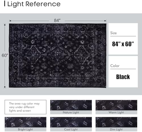 5x7 Area Rugs for Living Room, Machine Washable Rug, Neutral Style - Image 2