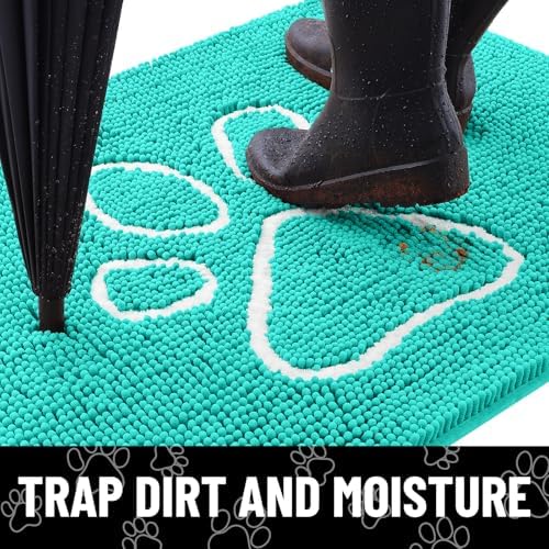 Smiry Dog Door Mat for Muddy Paws, Absorbent Non Slip Dirt Trapper - Image 2