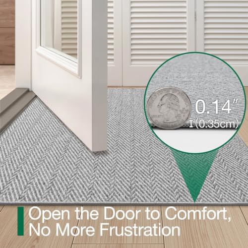 LUMI Ultra Thin Indoor Door Mat 36"x56", Entrance Doormat, Light Gray - Image 3